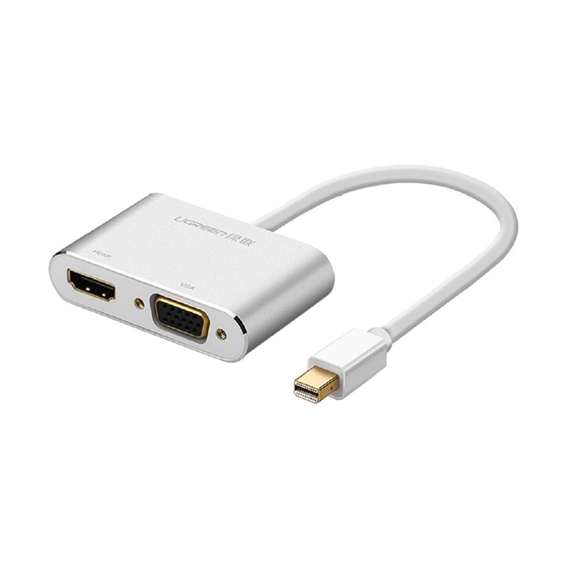 [NS004619] UGreen Mini Display Port to HDMI + VGA Converter Aluminum Case - Silver