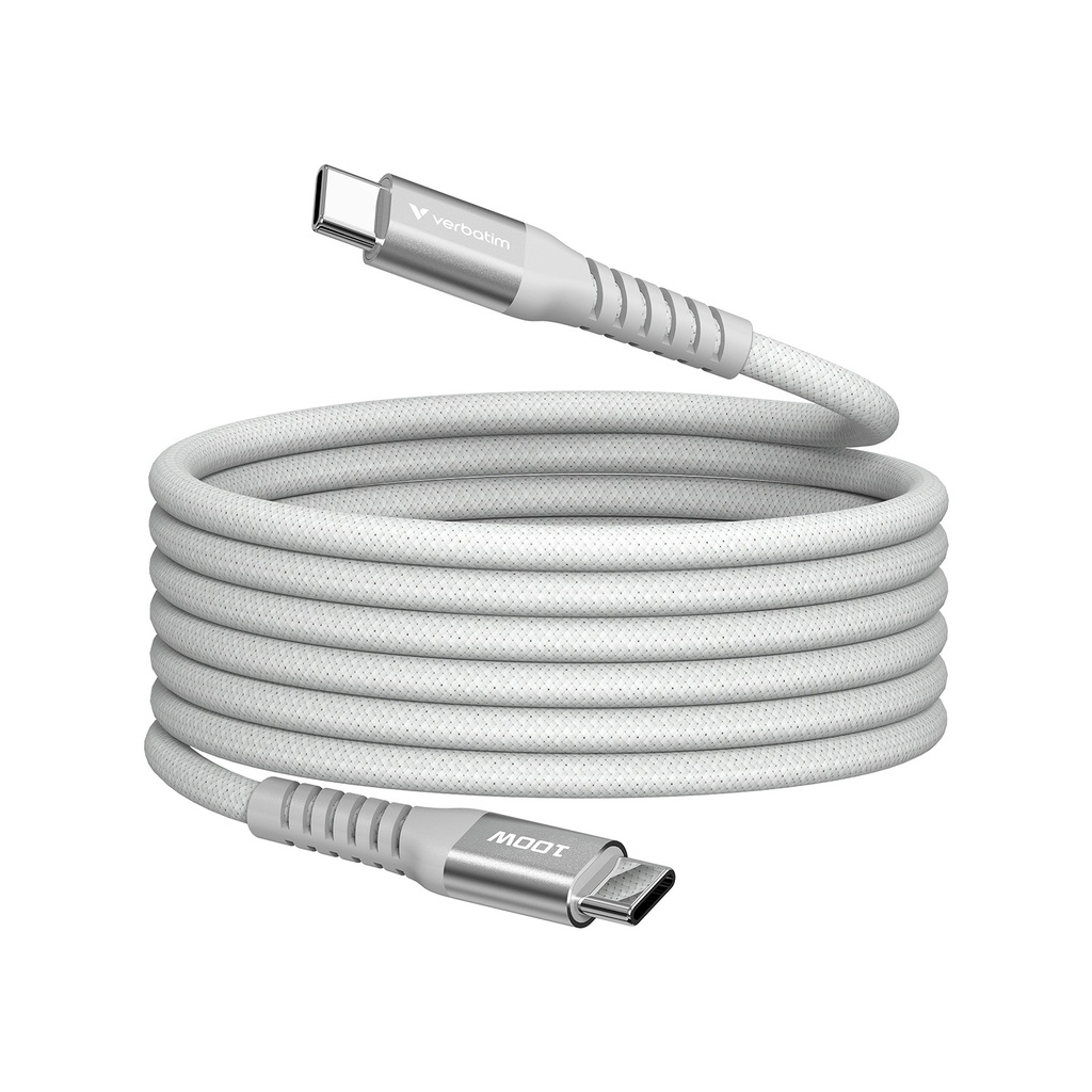 [NS029763] Verbatim Sync & Charge Magnetic Cable USB-C To USB-C 100W|480Mbps (120Cm) - Grey