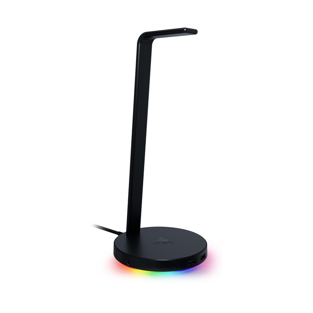 Razer Base Station V2 Chroma Headphone Headset Stand Holder: Chroma RGB Lighting, Taller Stand & Anti-Slip Ledge, USB Charging Ports, 3.5mm Port, Built-in DAC - Black