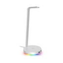 Razer Base Station V2 Chroma Headphone Headset Stand Holder: Chroma RGB Lighting, Taller Stand & Anti-Slip Ledge, USB Charging Ports, 3.5mm Port, Built-in DAC - White