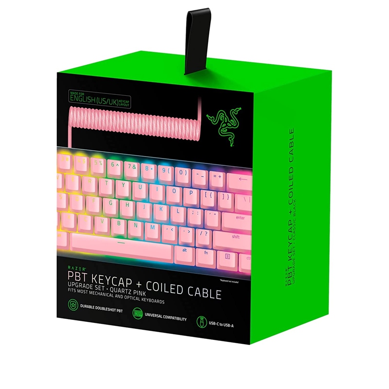 [NS004534] Razer PBT Keycap + Coiled Cable Upgrade Set Fits Most Mechanical & Optical Gaming Keyboards - Quartz Pink