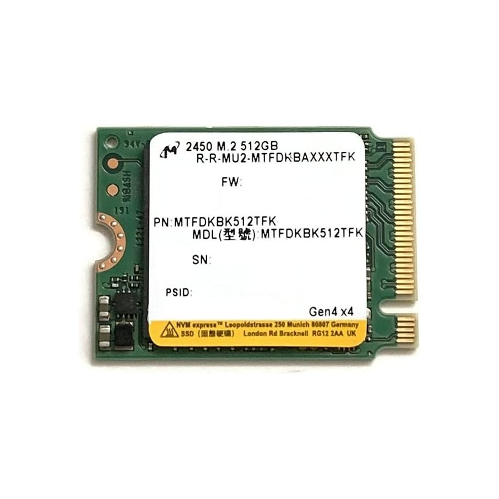 [NS015796] Micron SSD 512GB M.2 2230 30mm NVMe PCIe 4.0 Gen4 x4 Solid State Drive