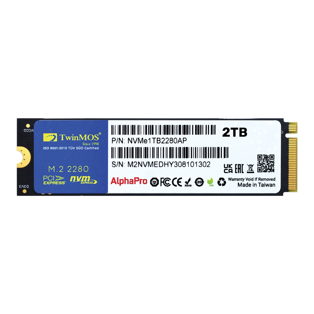 [NS026696] TwinMos AlphaPro 2TB NVMe M.2 Gen3 X4 Upto 3600 MB/s Read, Upto 3250 MB/s Write