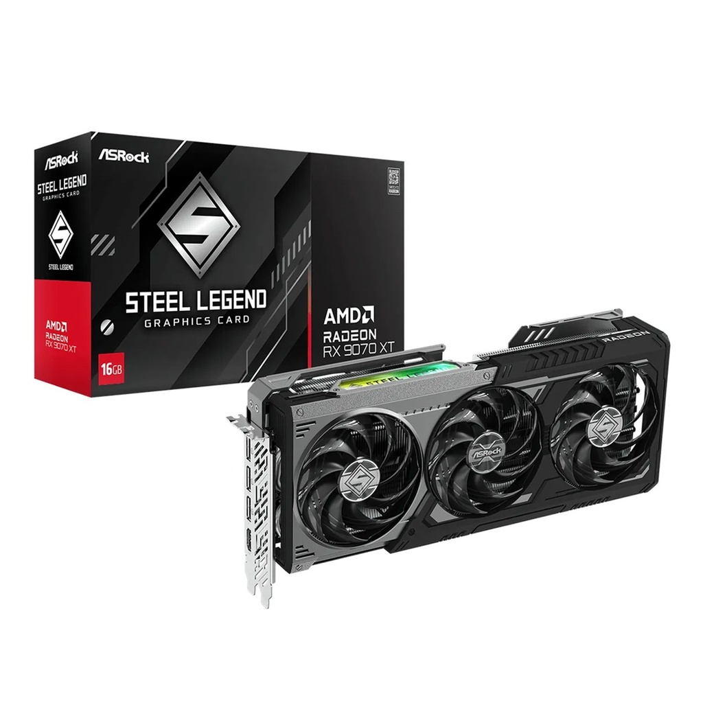 ASRock AMD Radeon RX 9070 XT Steel Legend 16GB GDDR6 Gaming Graphics Card