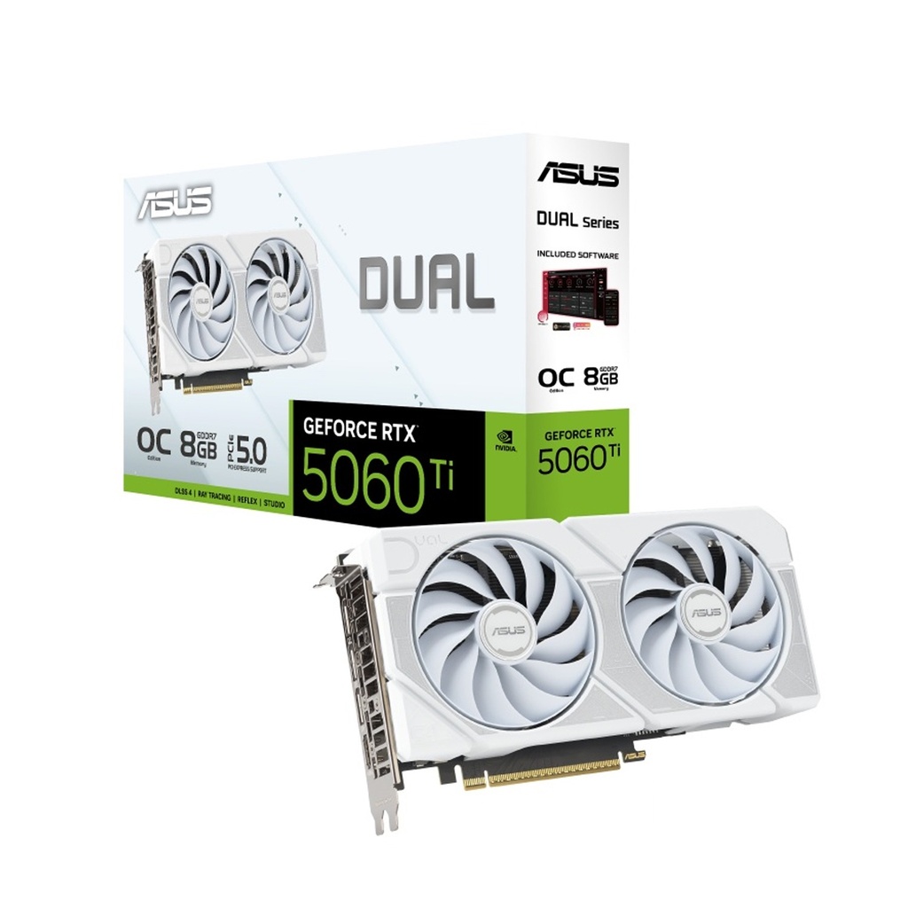 [NS030286] ASUS Dual GeForce RTX 5060 Ti 8GB OC Edition PCIe 5.0 Graphic Card GDDR7, White | 90YV0MP5-M0NA00