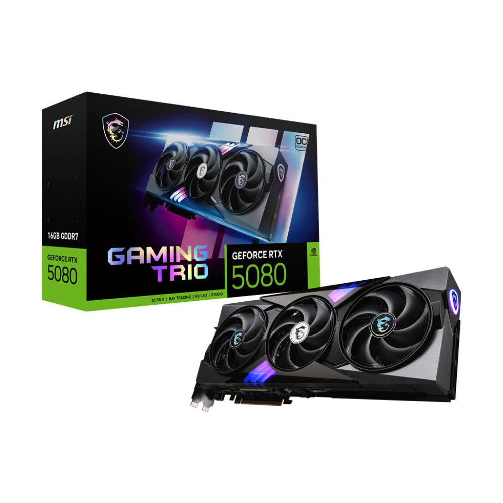 MSI Geforce RTX 5080 Gaming Trio OC Edition 16GB GDDR7 Graphic Card - Black