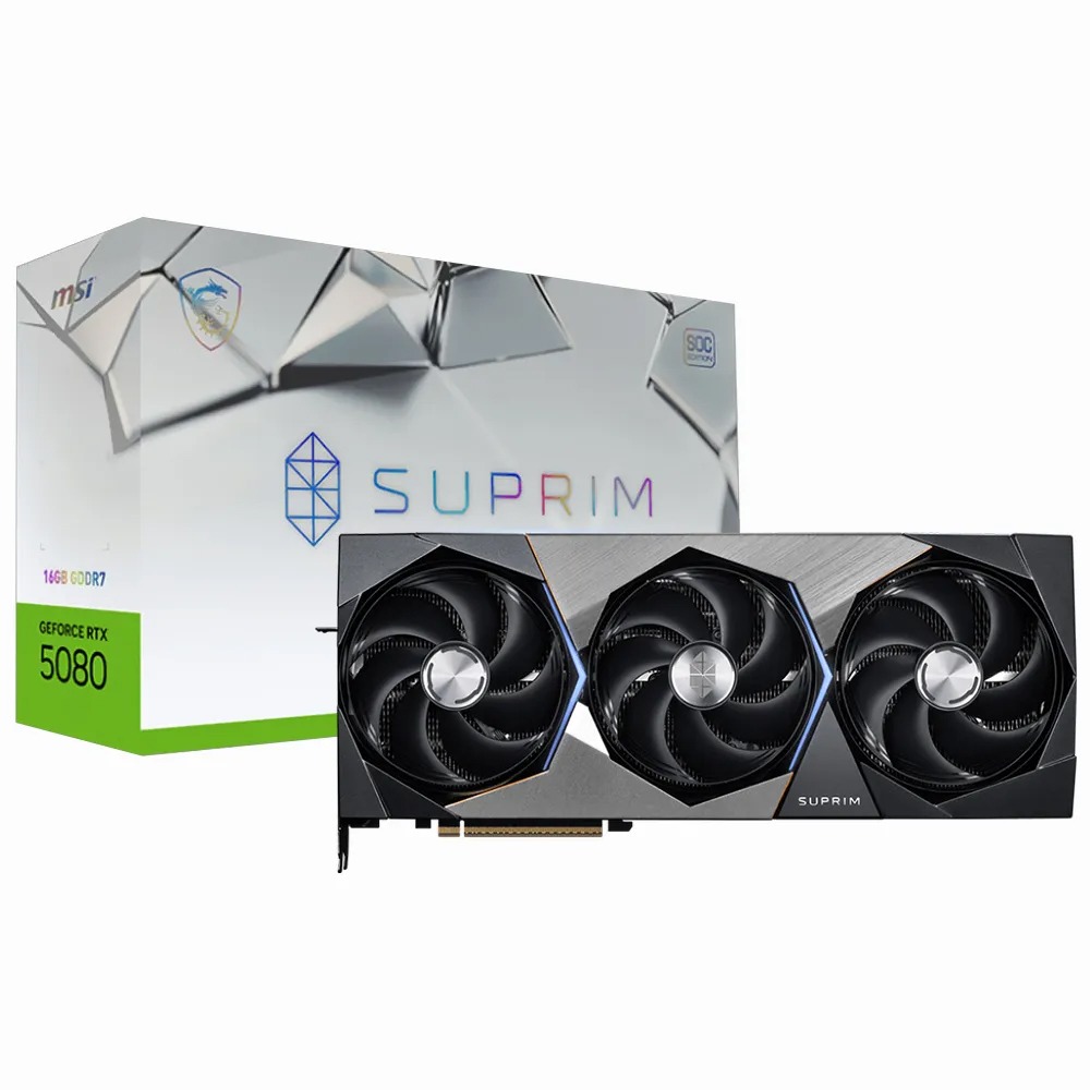 [NS030707] MSI GeForce RTX 5080 Suprim SOC 16GB GDDR7 Graphics Card