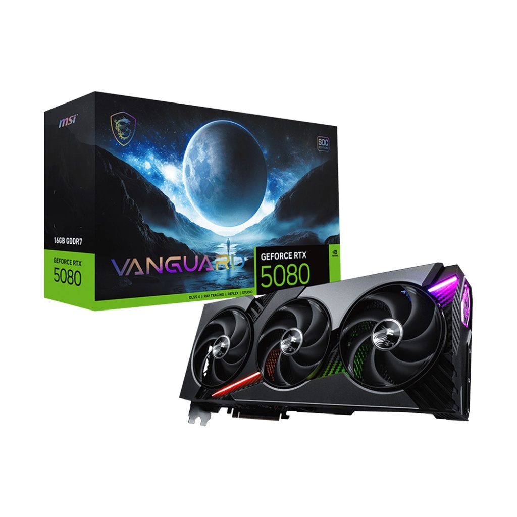 [NS030287] MSI Geforce RTX 5080 Vanguard SOC Edition 16GB GDDR7 Graphic Card | 912-V531-029