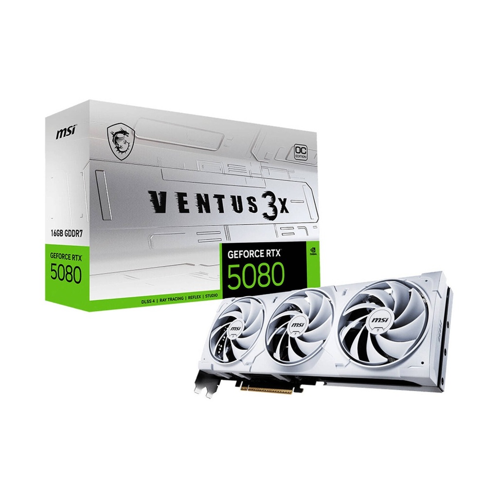 MSI Geforce RTX 5080 Ventus 3X 16GB OC Edition Graphic Card, White | 912-V531-202