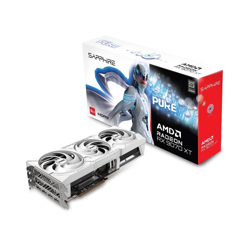 [NS028229] Sapphire Pure AMD Radeon RX 9070 XT 16GB OC Graphic Card - White