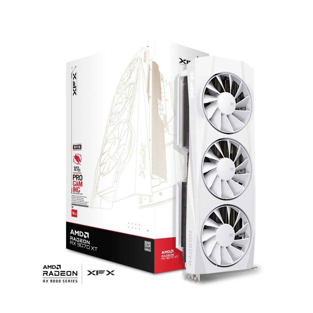XFX Quick Silver Class Pro Gaming AMD Radeon RX 9070 XT 16GB Graphic Card - White
