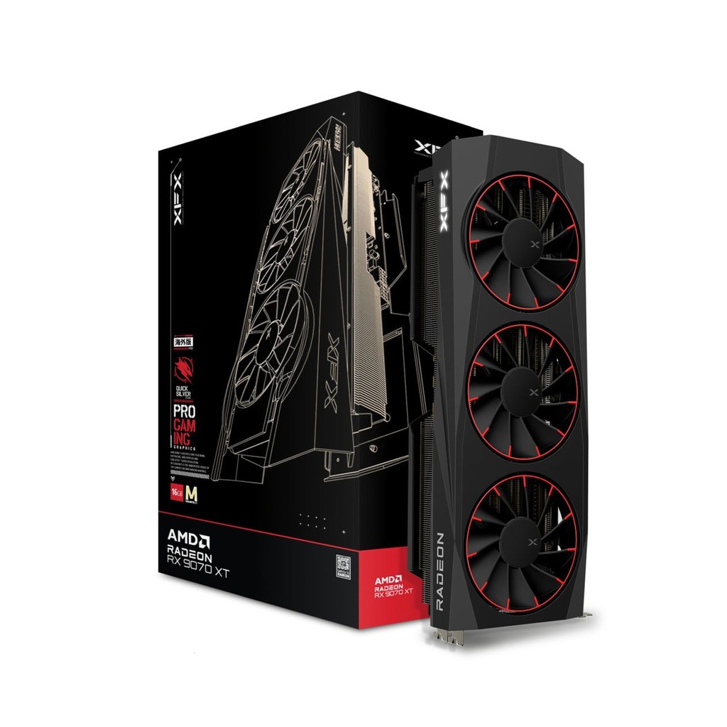 XFX Quick Silver Pro Gaming AMD Radeon RX 9070 XT 16GB Magnetic Air, Graphic Card