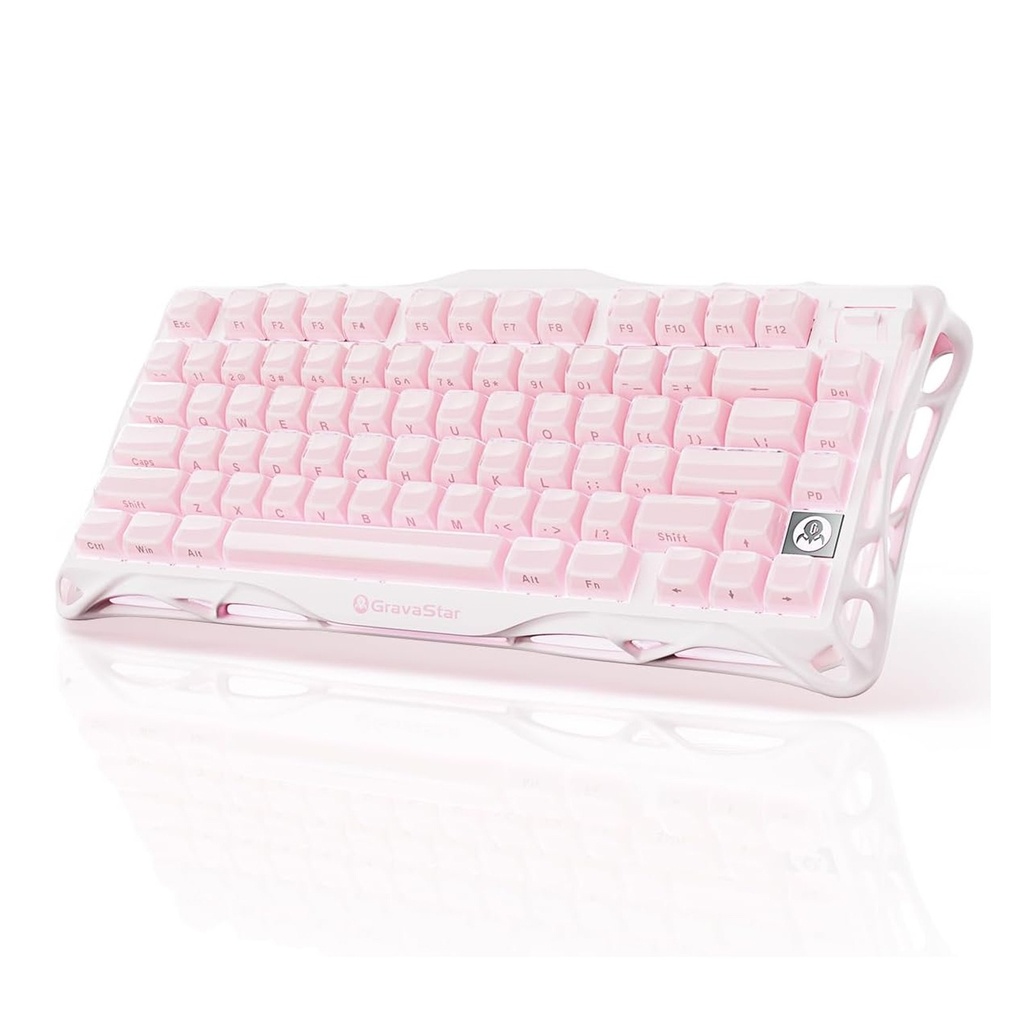 GravaStar Mercury K1 75% Wireless Mechanical Gaming Keyboard For Windows XP & Above/Mac - Sakura Pink