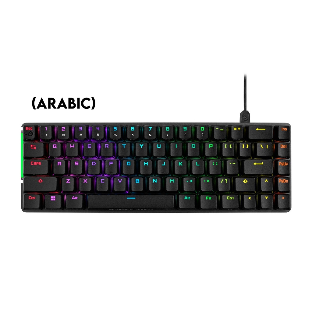 [NS011887] Asus M602 Rog Falchion Ace 65% Wired RGB Mechanical Gaming Keyboard NX Red Switch Linear & Swift (Arabic) - Black