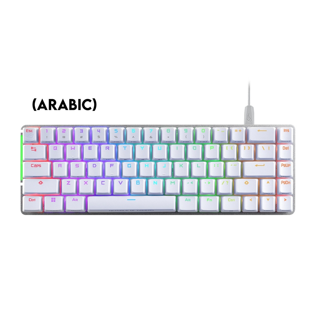 Asus M602 Rog Falchion Ace 65% Wired RGB Mechanical Gaming Keyboard NX Red Switch Linear & Swift (Arabic) - White
