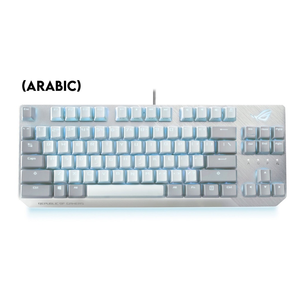 Asus X806 Rog Strix Scope TKL RGB Mechanical NX Red Switch (Linear & Swift) Gaming Keyboard White/Grey-Arabic