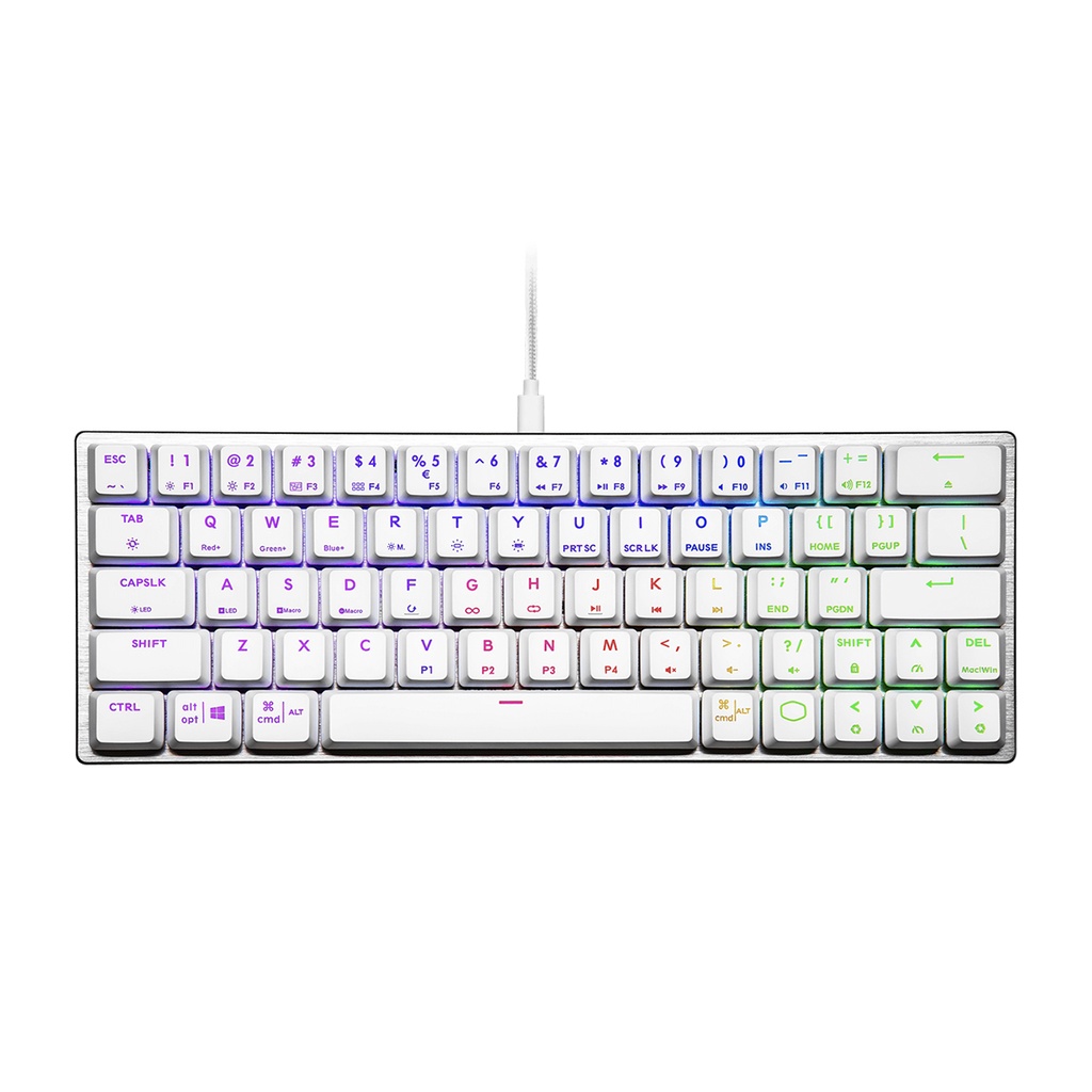 Cooler Master SK620 60% RGB Mechanical Wired Gaming Keyboard With Low Profile Clicky Blue Switch - White