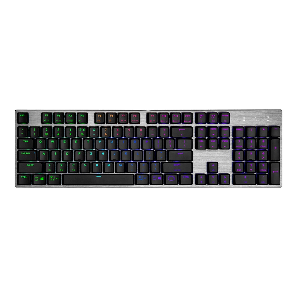 Cooler Master SK653 Full Sized Wireless/Bluetooth RGB Mechanical Keyboard With Low Profile Clicky Blue Switch - Black