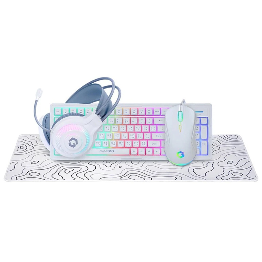 GAMEON GO-CYPHERW-XL-W All-In-One Gaming Bundle (Keyboard, Headset, Mouse & Mousepad) - White