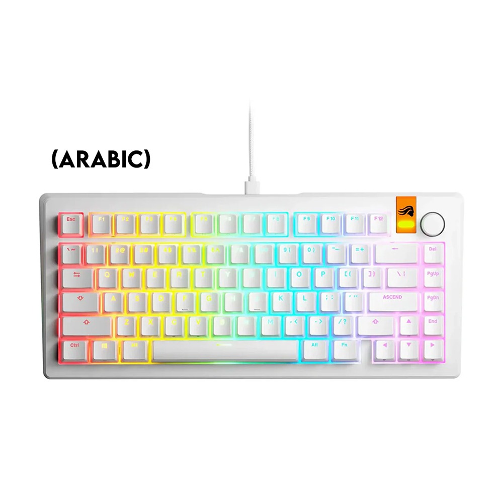 [NS027890] Glorious GMMK 3 HE 75% Hall Effect Mechanical Keyboard Dual HotSwap Support Glorious Fox HE Linear Magnetic Switches (Arabic) - White
