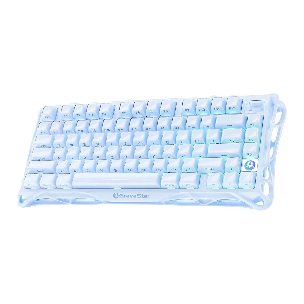 GravaStar Mercury K1 75% Wireless Mechannical Gaming Keyboard For Windows XP & Above/Mac - Ice Blue