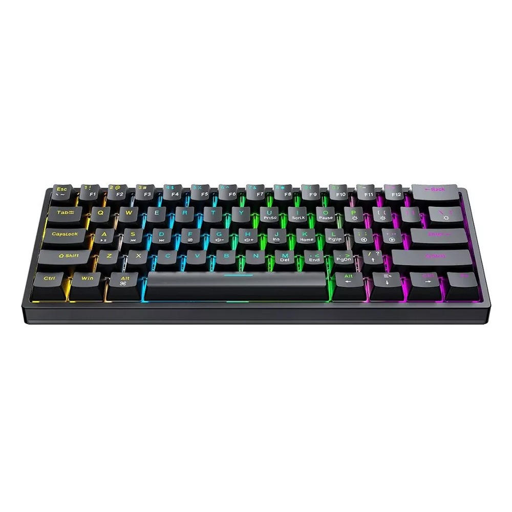 Haing Compact 65% Wired RGB Mechanical Gaming Keyboard With Blue Mechanical Switches (Tacticle & Loud) English/Arabic - Black