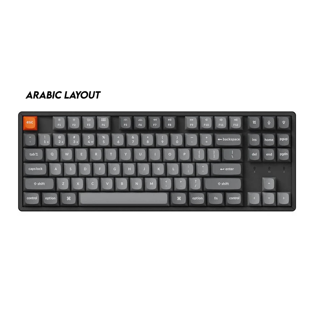 KeyChron K8 Max TKL Wireless Keyboard, 100Hz Polling Rate, Light Effect, Red Linar Keychron Super Switch (Arabic Keyboard)