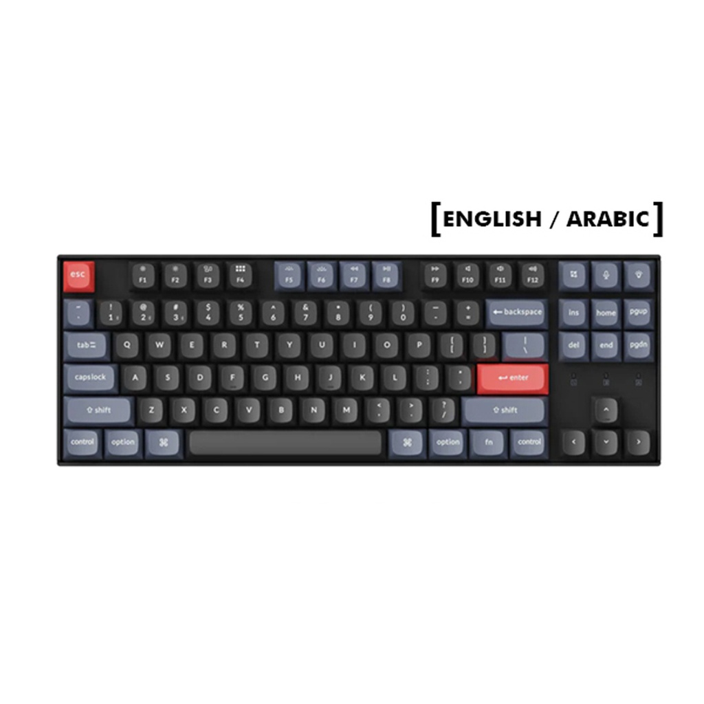 [NS027292] Keychron K8 Pro TKL 80% RGB Backlight Aluminum Hot Swappable QMK/VIA Bluetooth/Wired USB-C Mechanical Gaming Keyboard (Gateron G Pro Red Switch) For Mac & PC - Eng/Arb