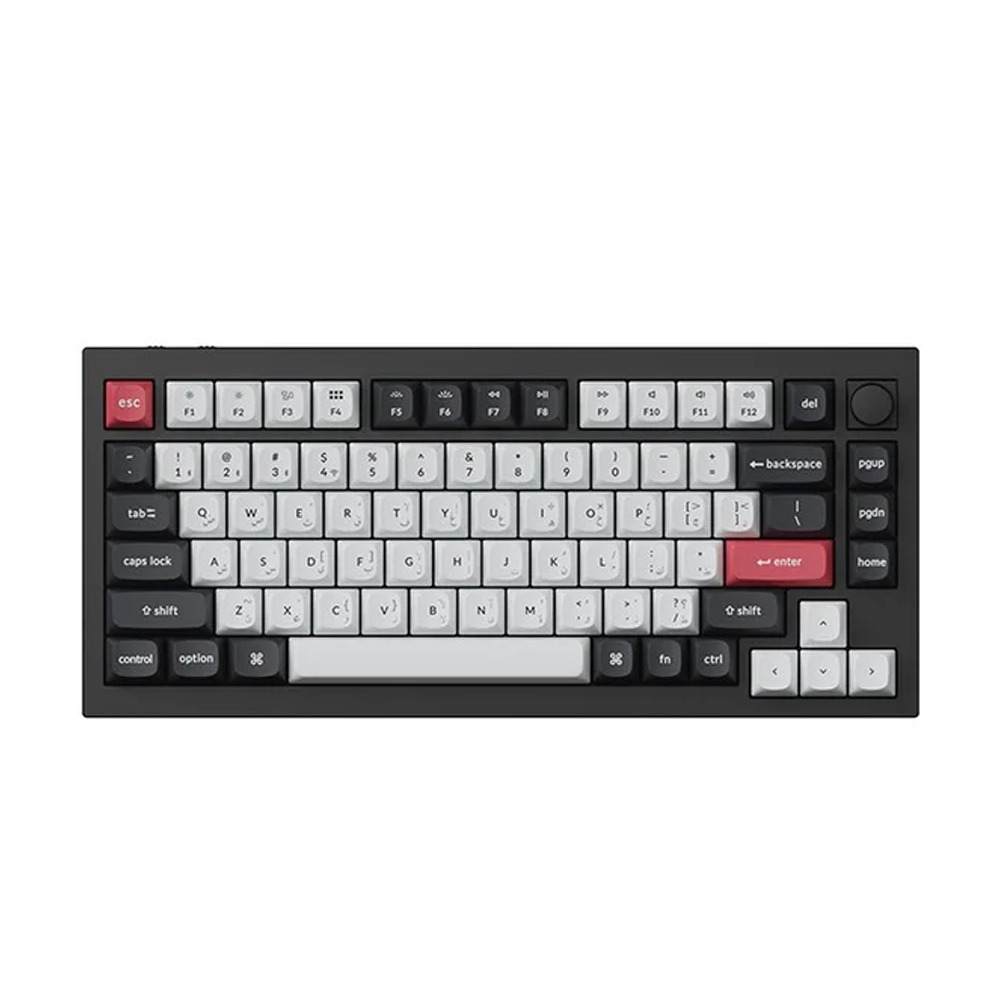 [NS029341] Keychron Q1 HE 75% RGB Backlight Swappable Fully Assembled Knob, QMK Wireless Mechanical Gaming Keyboard (Gateron Double-Rail Magnetic Nebula Switch) - Carbon Black - English/Arabic Keyboard