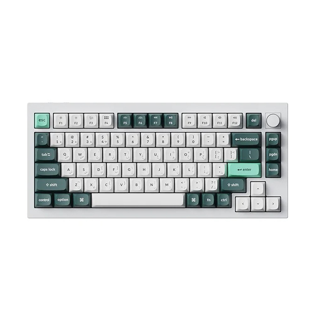 [NS029343] Keychron Q1 HE 75% RGB Backlight Swappable Fully Assembled Knob, QMK Wireless Mechanical Gaming Keyboard (Gateron Double-Rail Magnetic Nebula Switch) - Shell White - English/Arabic Keyboard