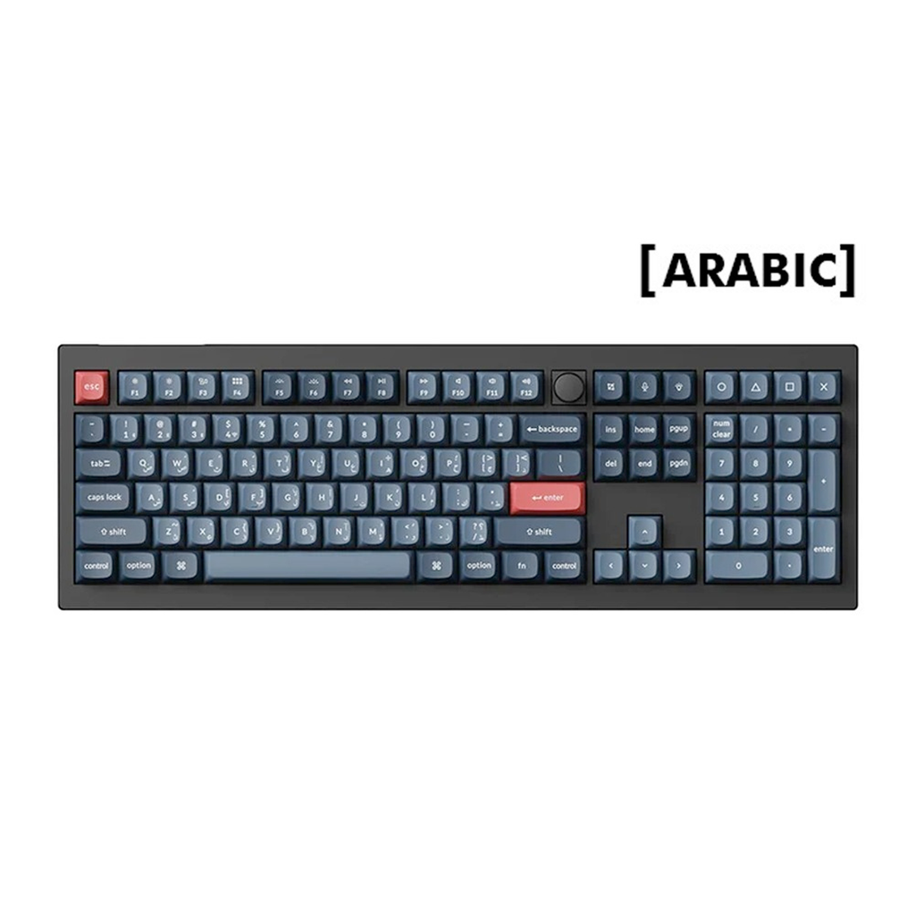 Keychron V6 Max 100% RGB Backlight Swappable Fully Assembled Knob, QMK/VIA Wireless Mechanical Gaming Keyboard (Gateron Jupiter Red Switch) - Carbon Black - English/Arabic Keyboard