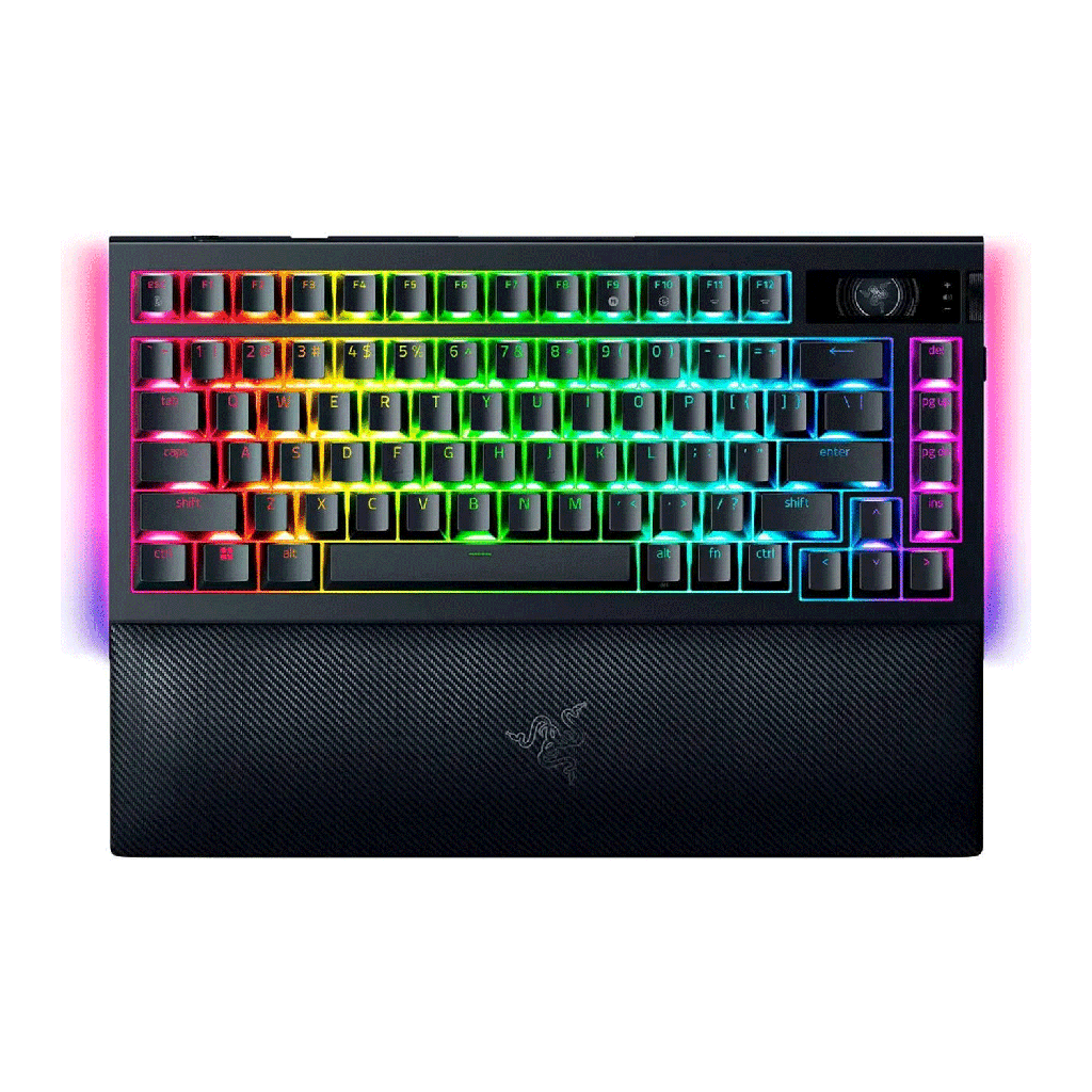 Razer Black Widow V4 Pro 75% Wireless/Bluetooth 5.1 Hot-Swappable Gaming Keyboard OLED Display With Razer Command Dial - Black