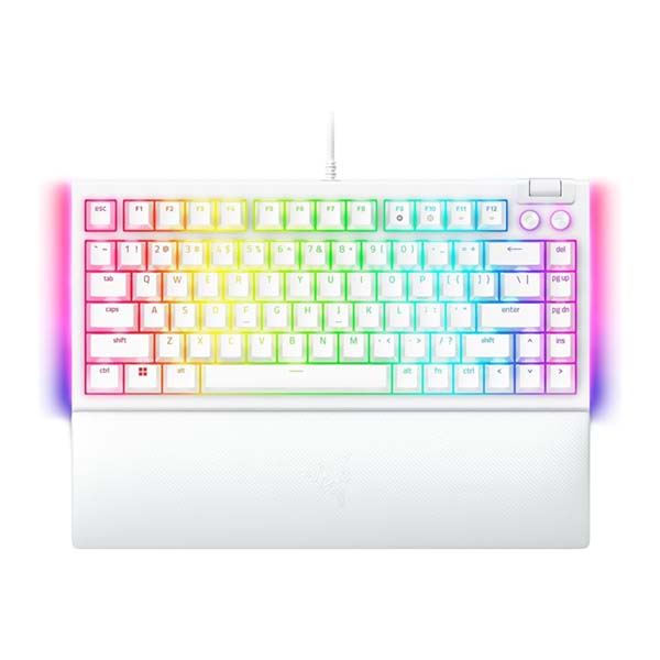 Razer BlackWidow V4 75% Mechanical Gaming Keyboard: Hot-Swappable Design, Compact & Durable, Orange Tactile Switches, Chroma RGB, MF Roller & Media Keys, Comfortable Wrist Rest - White