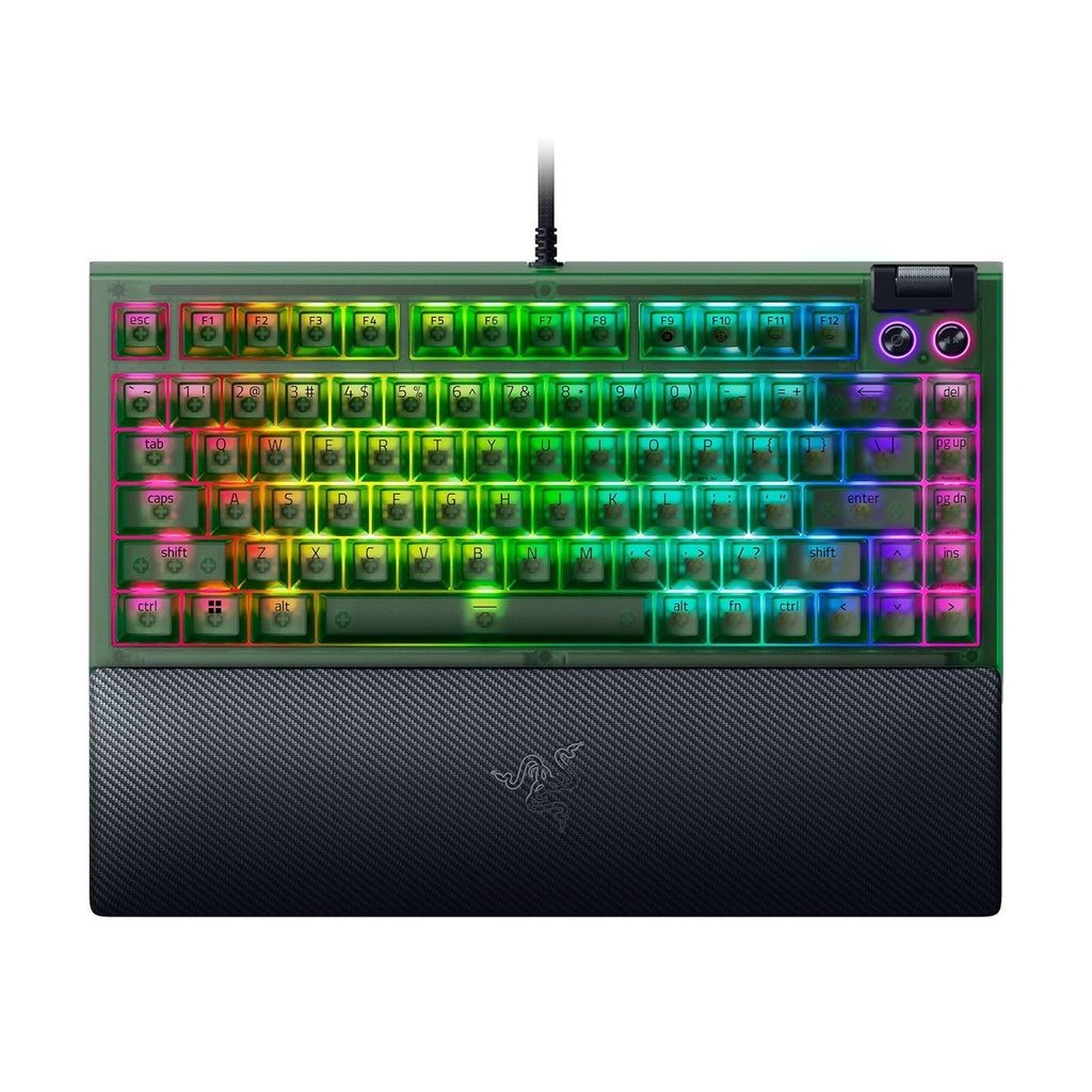 Razer BlackWidow V4 75% Phantom Green Edition Hot-Swappable Mechanical Wired Gaming Keyboard Tactile & Quiet Switch - Green