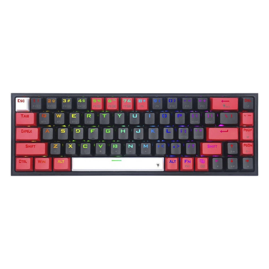 [NS027600] Redragon Castor Pro Wired/2.4G/BT 68 Keys Gaming Keyboard Dust-Proof Red Switches - Black
