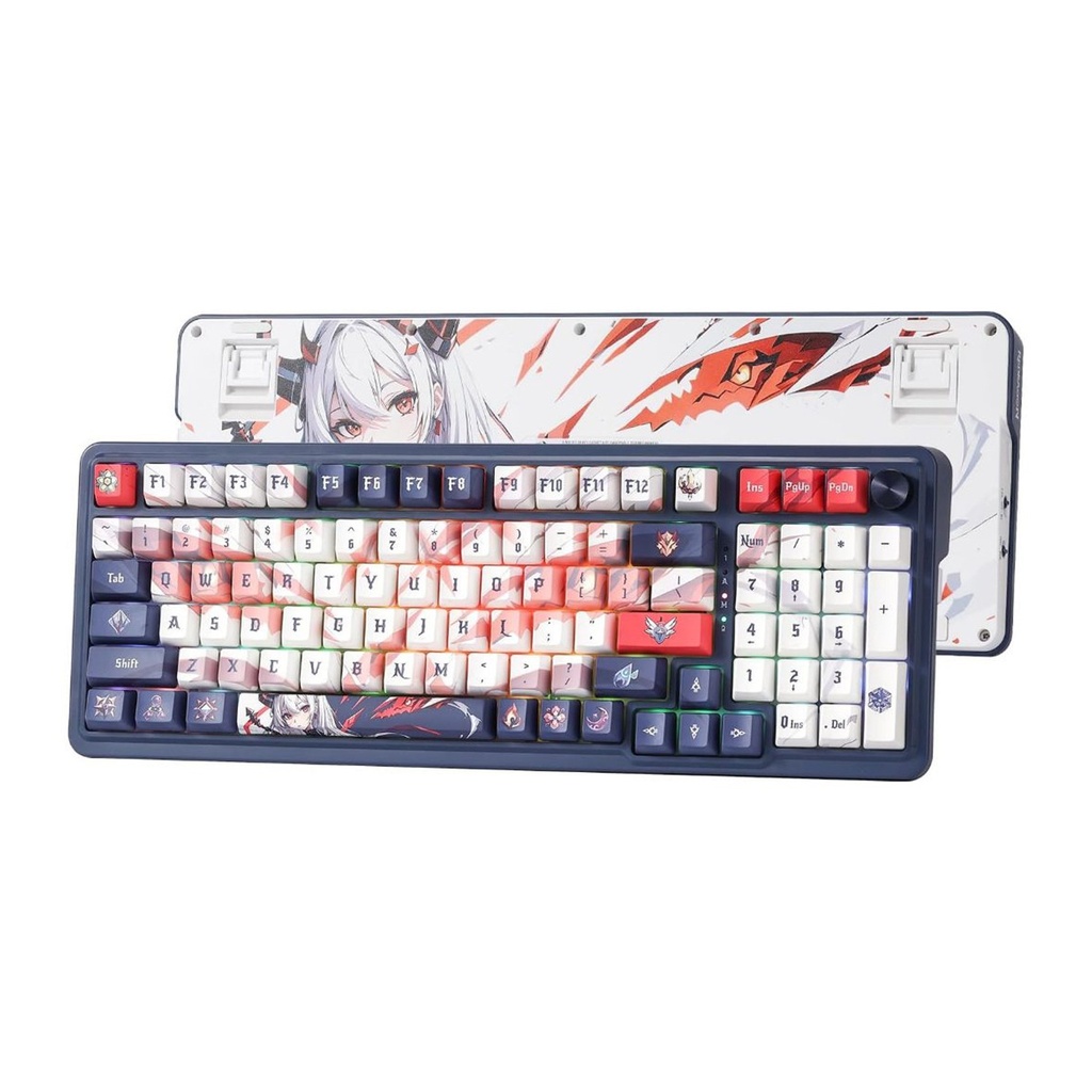Redragon Eisa Pro 3-Modes 98 Keys Gasket Hot-Swappable RGB Mechanical Gaming Keyboard With Linear Mechanical Switches - Blue/White