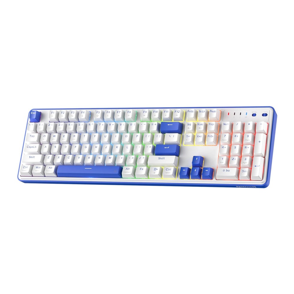 [NS031539] Redragon FAYE K685 PRO 104 Keys, 3-Modes, 100% Wireless Gasket RGB Mechanical Gaming Keyboard, Linear Red Switch-Klein Blue/Oia White