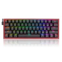 Redragon Fizz Pro 3-Modes Wired, Wireless & Bluetooth 60% Mechanical Gaming Keyboard Dust-Proof With Red Switches - Black