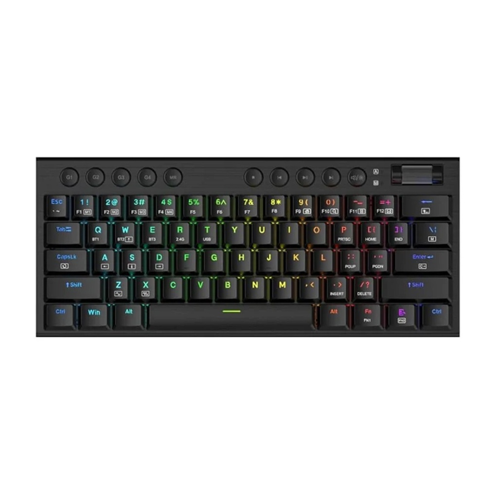 [NS030039] Redragon Horus Mini WireLess/Bluetooth 60% Low-Profile Mechanical Gaming Keyboard, Ultra-Slim Design, Dust-Proof Red Switch - Black