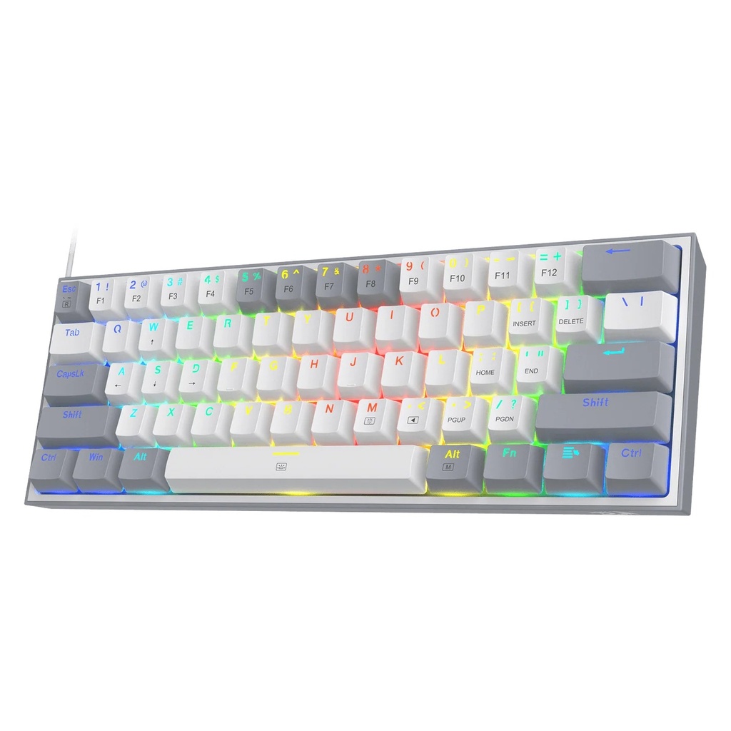 Redragon K617 Fizz 60% Wired RGB Mechanical Gaming Keyboard With Red Switches, White/Gray | K617-RGB