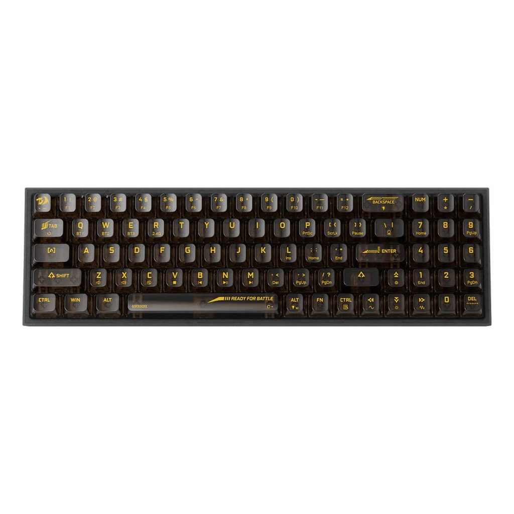 [NS031355] Redragon K628 Pollux Pro 75% Gaming Keyboard, 78 Keys, Hot-Swappable, Custom Clear Switch, RGB Backlight, English Layout, N-Key Rollover, Tri-mode Connectivity, Black/Transparent | K628CTB-RGB-PRO