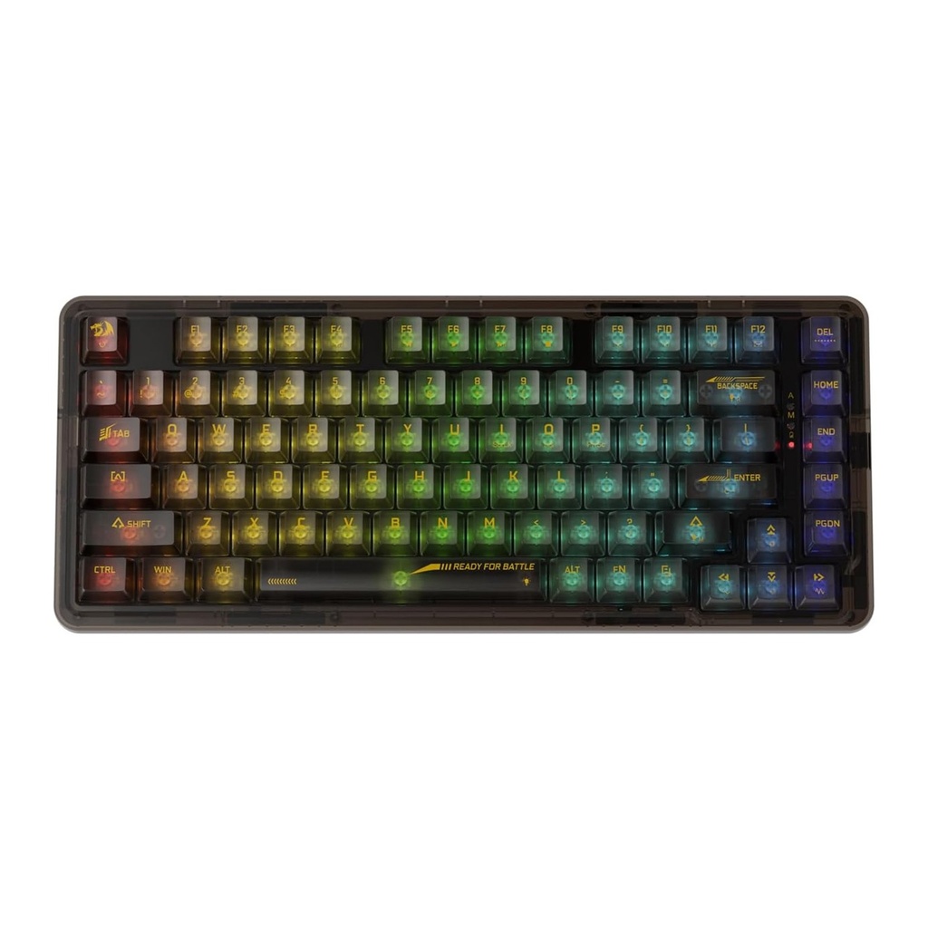 Redragon K649 ELF PRO 78% Wireless Gasket RGB Transparent Mechanical Gaming Keyboard, 3-Modes Connectivity - Black