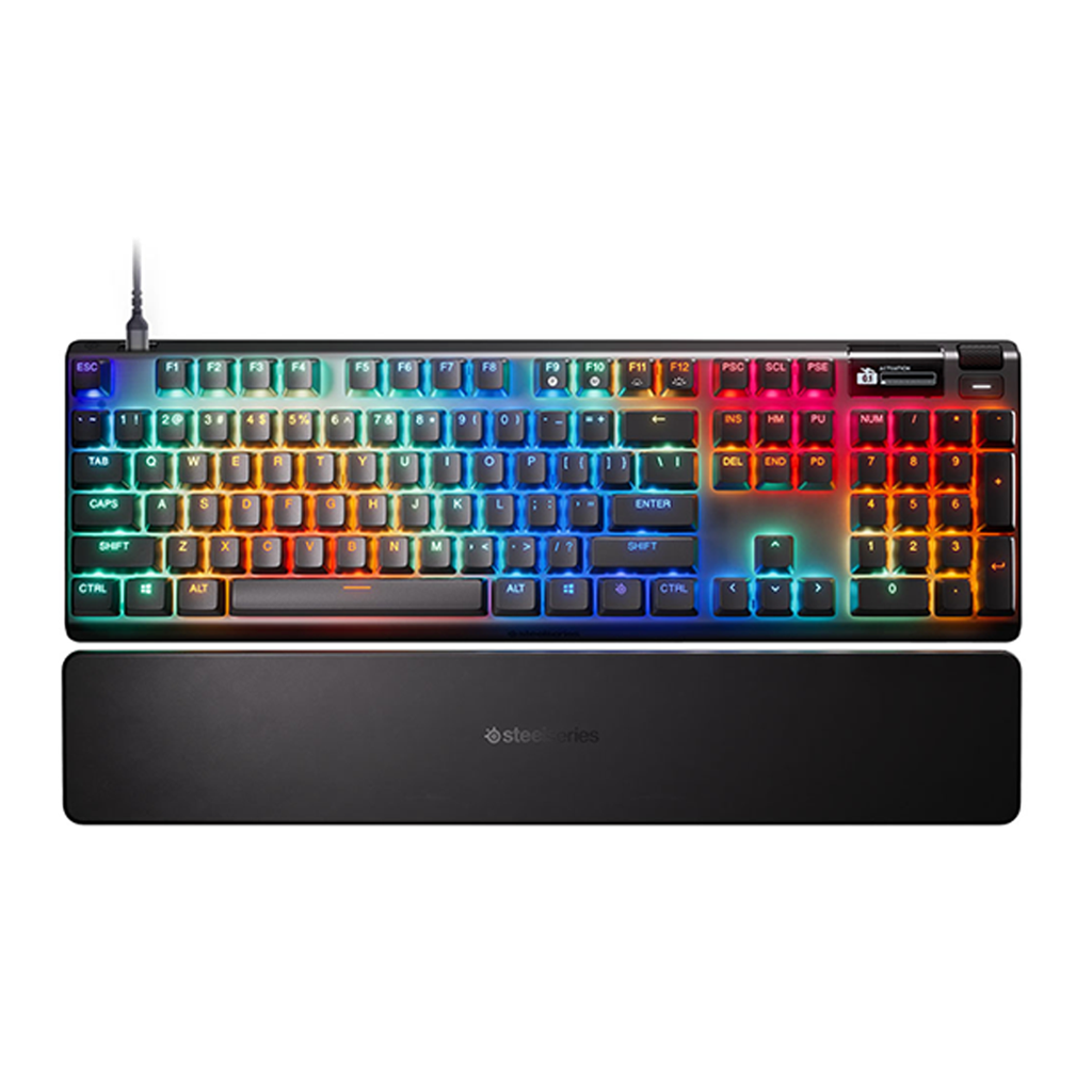[NS026911] SteelSeries Apex Pro Gen 3 Wired Gaming Keyboard,OmniPoint 3.0 Adjustable Hyper Magnetic Switches, OLED Smart Display Dynamic Per-Key RGB illumination, Magnetic Wrist Rest, For PC/PS5 & Xbox