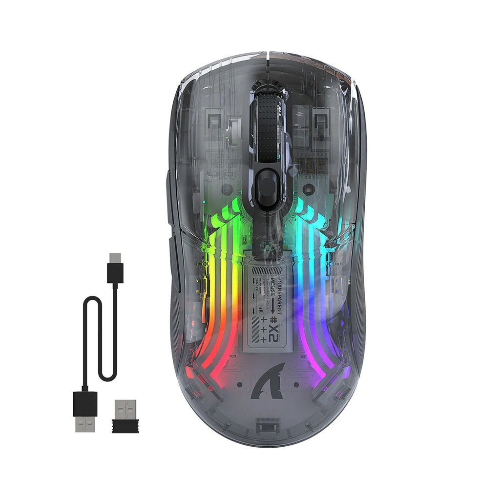 [NS031805] Attack Shark X2 Wired +2.4Ghz/BT RGB Semi-Transparent Mouse - Black