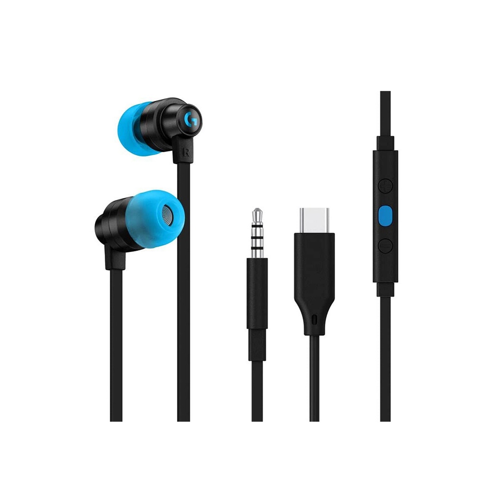 [NS011857] Logitech G333 In Ear Gaming Earphone With Mic & Controls - Black/Blue