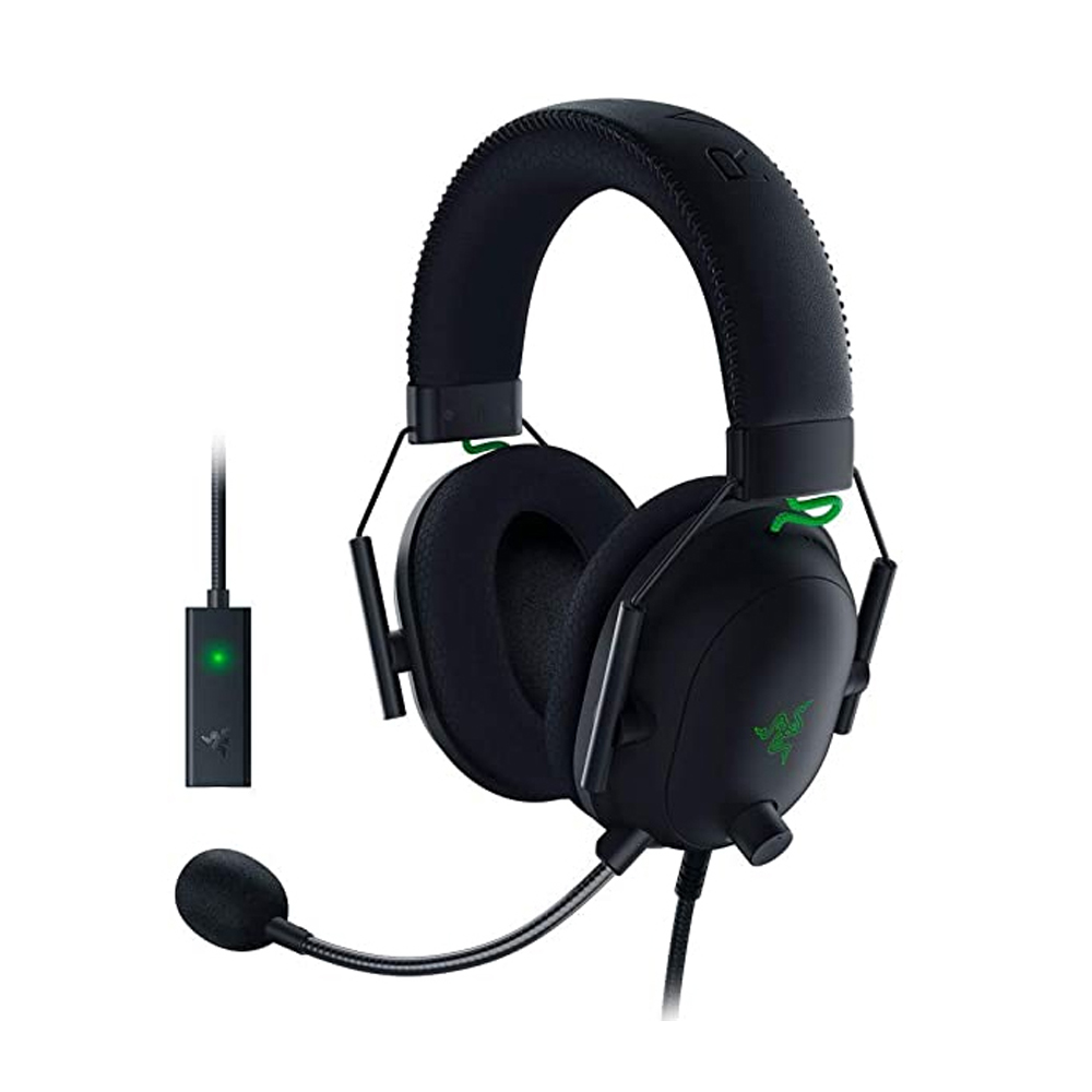 Razer BlackShark V2 Wired (3.5mm & USB DAC) Gaming Headset,THX Spatial 7.1 Surround Sound, Detachable Advanced Passive Noise Cancellation Mic - For PC,PS4/PS5,Switch & Xbox