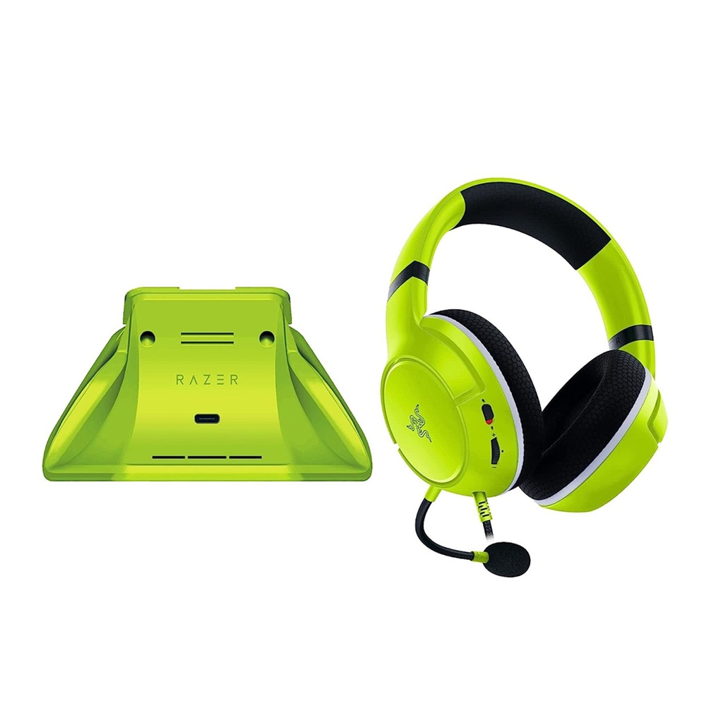 [NS011341] Razer Essential Duo Bundle Kaira X Wired Headset For Xbox Universal Quick Charging Stand For Xbox Controllers - Electric Volt
