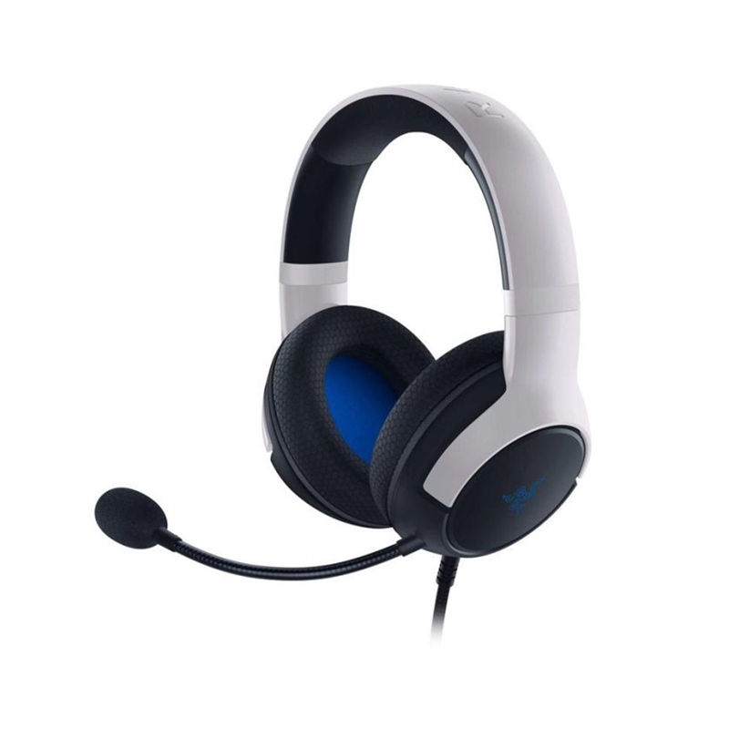 [NS003660] Razer Kaira X Wired Headset for Playstation 5, PC, Mac & Mobile Devices: Triforce 50mm Drivers, HyperClear Cardioid Mic, Flowknit Memory Foam Ear Cushions, On-Headset Controls - White & Black