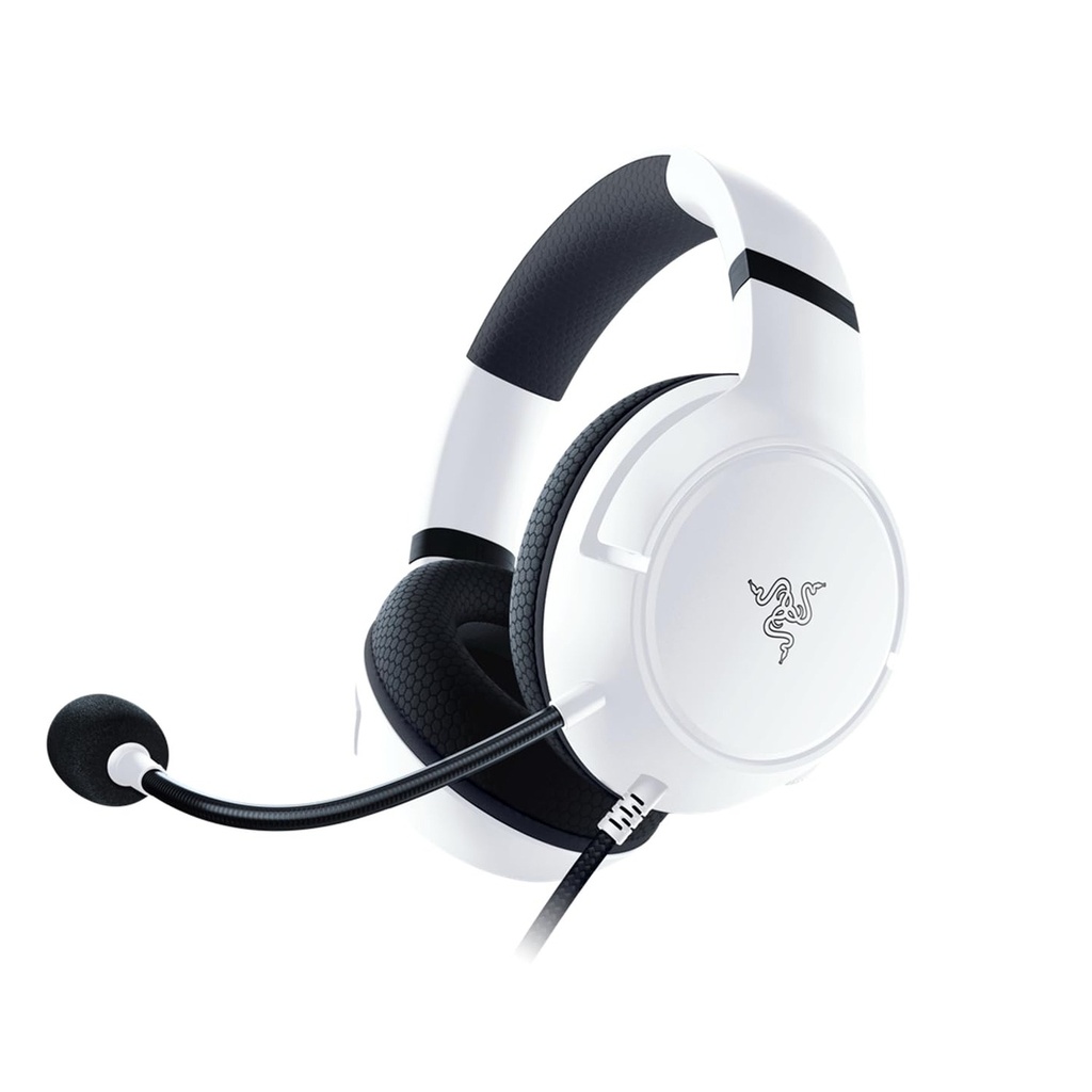 [NS016526] Razer Kaira X Wired Headset for Xbox Series X|S, Xbox One, PC, Mac & Mobile Devices: Triforce 50mm Drivers, HyperClear Cardioid Mic, Flowknit Memory Foam Ear Cushions, On Headset Controls - White