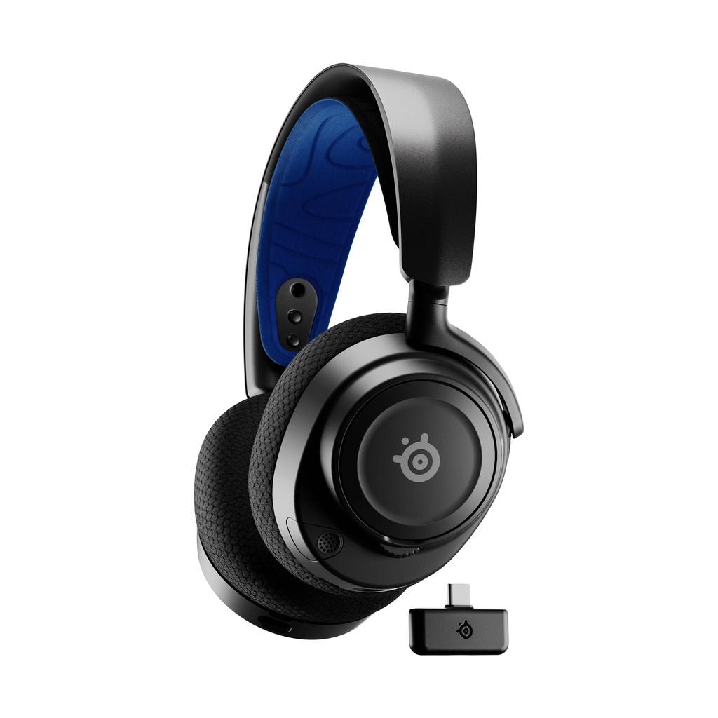 [NS008593] SteelSeries Arctis Nova 7P Wireless/Bluetooth Premium Gaming Headset ClearCast AI Noise Cancellation Retractable Mic,Up to 38 Hrs Battery Life,Neodymium Magnetic Drivers, For PC,PS5/PS4 Switch and Smart Devices-Black/Blue